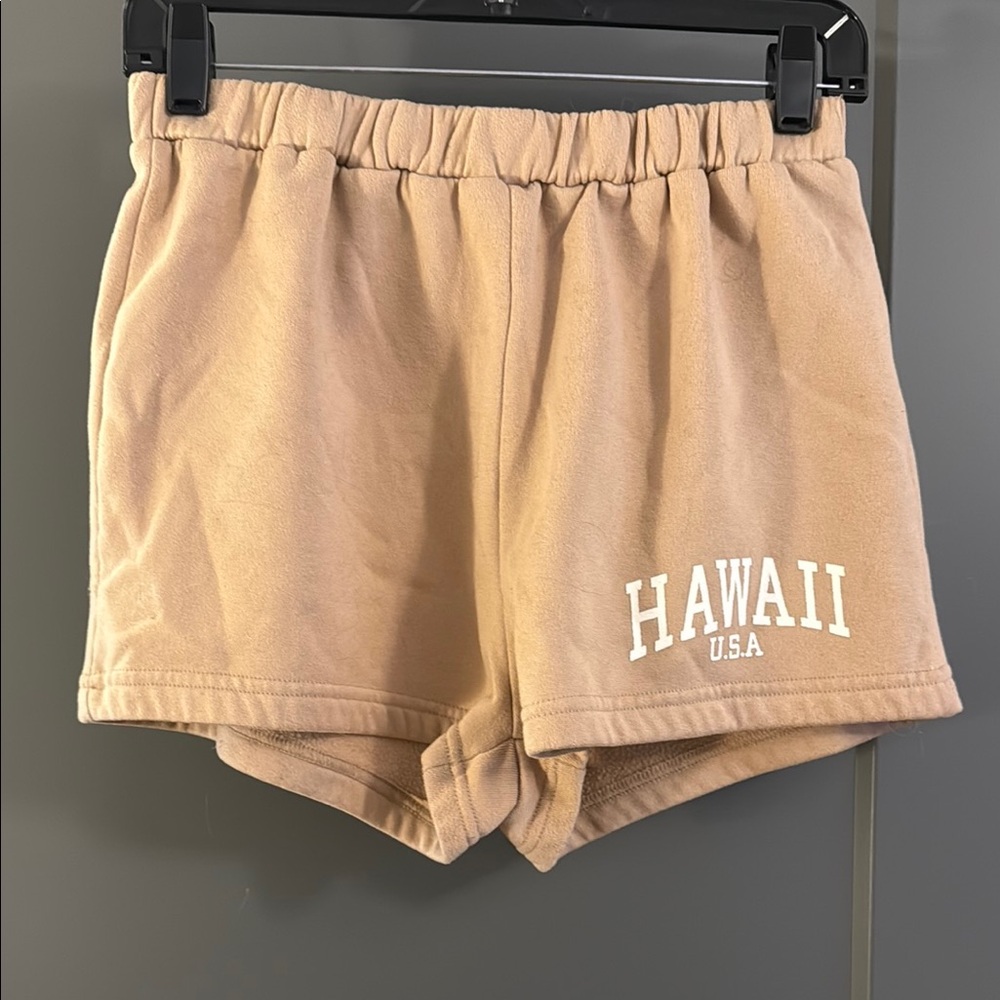 SHEIN Tan Athletic Shorts with Elastic Waistband
